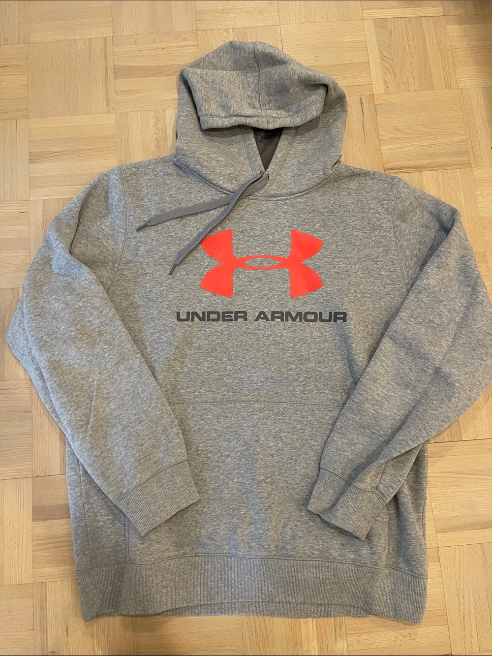 Under Armour Gray Pullover Hoodie with Red Logo